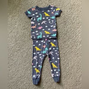Short sleeve dinosaur 2 piece pajamas set